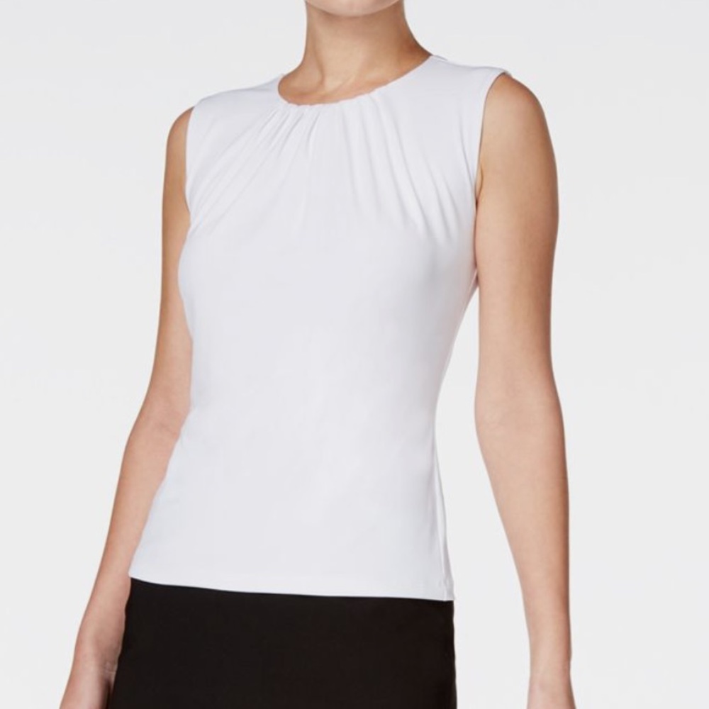 Calvin Klein Sleeveless Pleated White Top